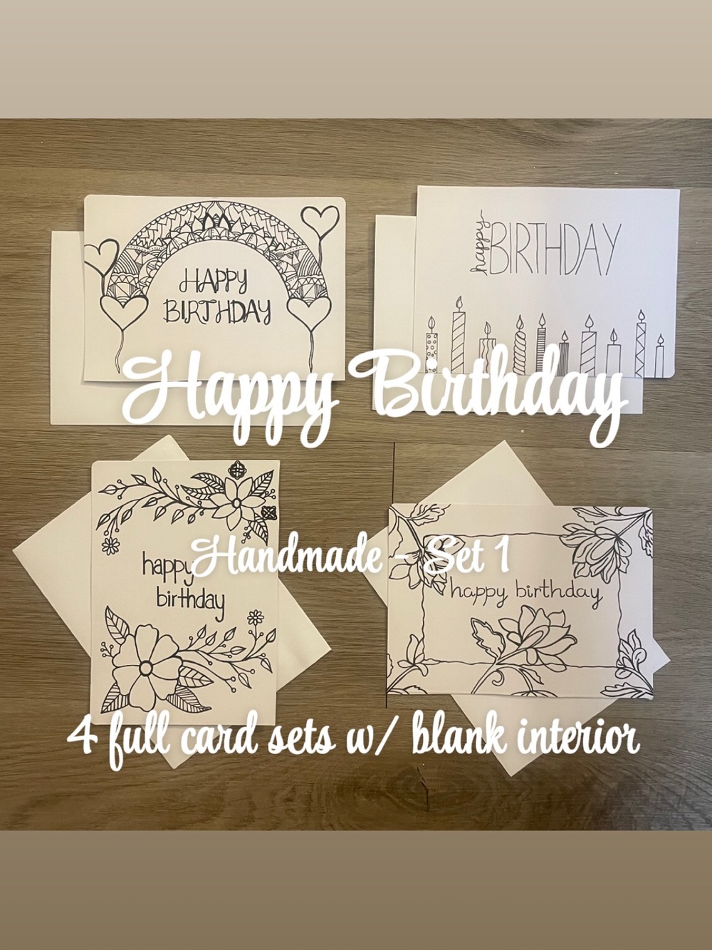 Handmade "Happy Birthday" Card Set - Set 1